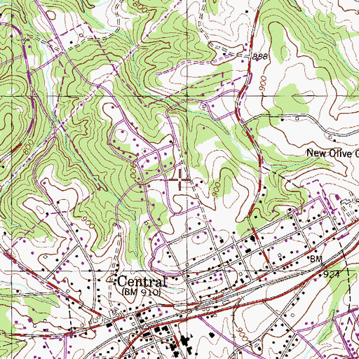 Topographic Map of Brookwood, SC