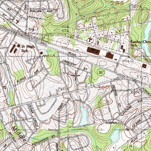 Topographic Map of Brookwood Heights, SC