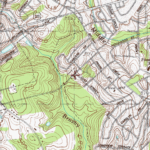 Topographic Map of Brushy Creek Baptist Church, SC