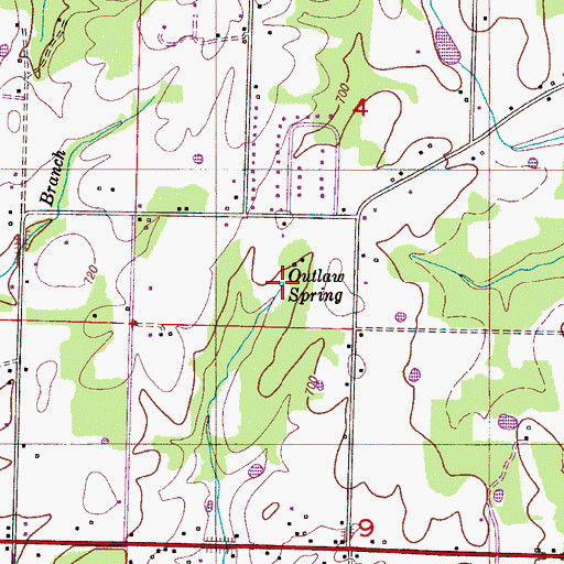 Topographic Map of Outlaw Spring, AL