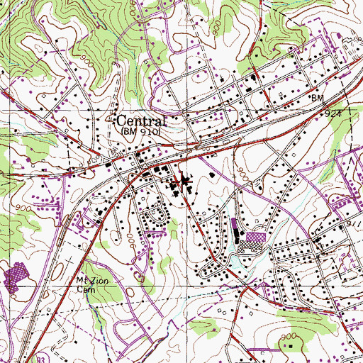 Topographic Map of Central Elementary School, SC