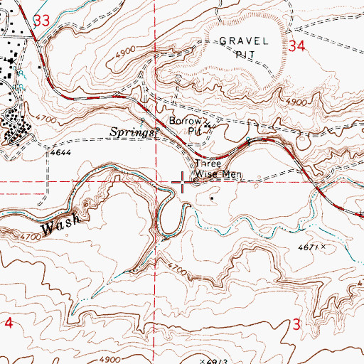 Topographic Map of Three Wise Men, AZ