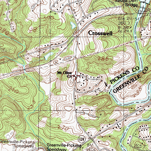 Topographic Map of Crosswell School (historical), SC