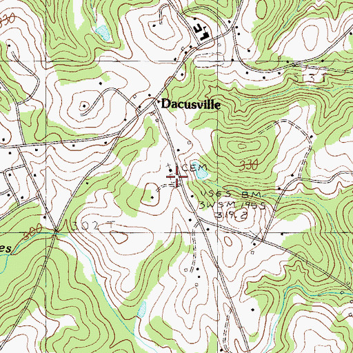 Topographic Map of Dacusville Cemetery, SC
