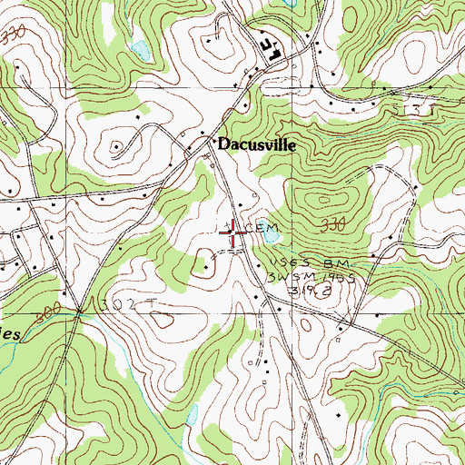 Topographic Map of Dacusville United Methodist Church, SC