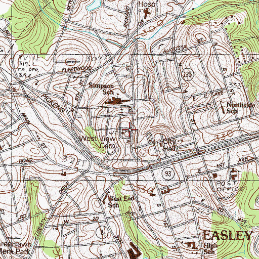 Topographic Map of Easley Chapel United Methodist Church, SC