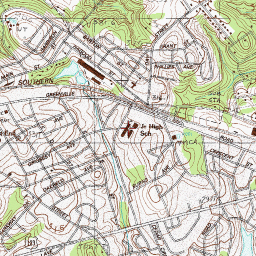Topographic Map of Easley Junior High School, SC