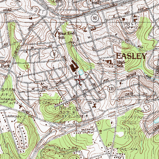 Topographic Map of Easley Mill Methodist Church, SC