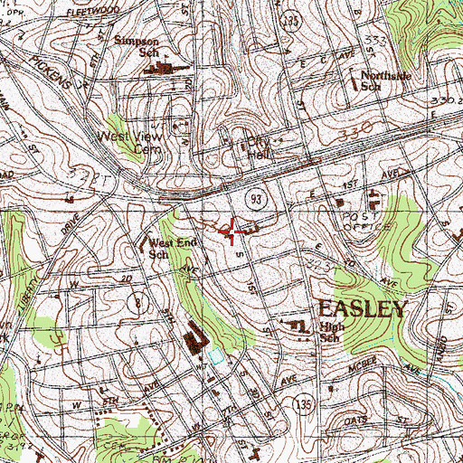 Topographic Map of Easley Presbyterian Church, SC