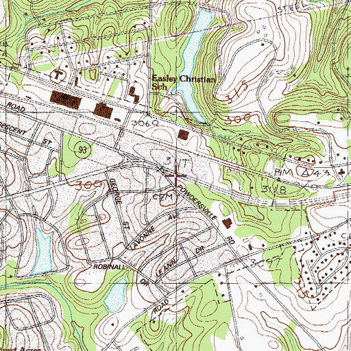 Topographic Map of Easley Village Shopping Center, SC