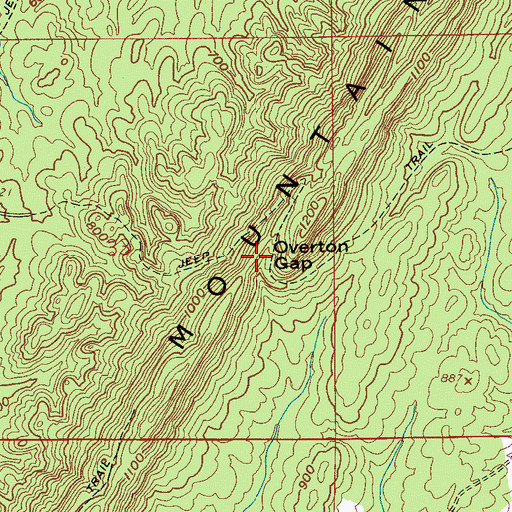 Topographic Map of Overton Gap, AL