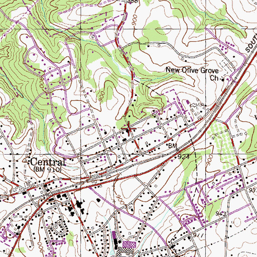 Topographic Map of First Baptist Church, SC
