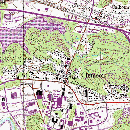 Topographic Map of First Baptist Church of Clemson, SC