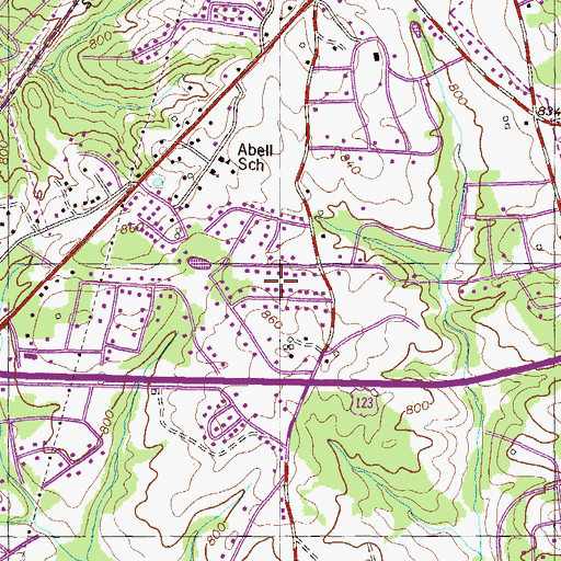 Topographic Map of Highland Estates, SC