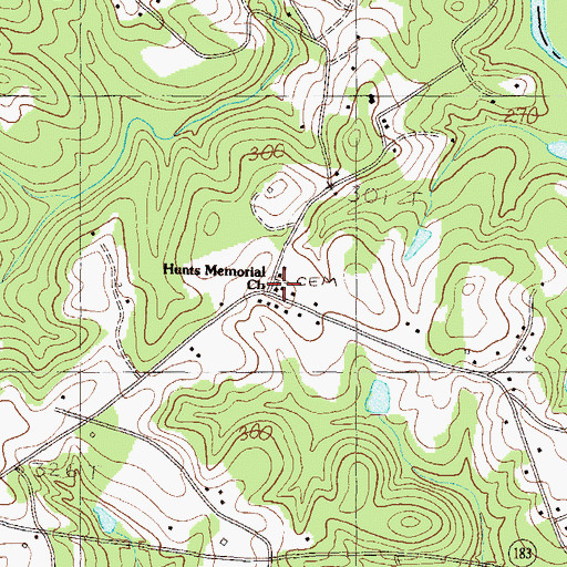 Topographic Map of Hunts Memorial Cemetery, SC