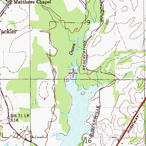 Topographic Map of Owen Branch, AL