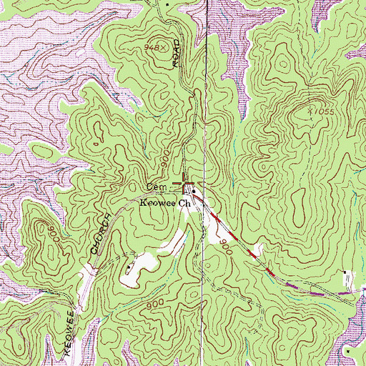 Topographic Map of Keowee Cemetery, SC