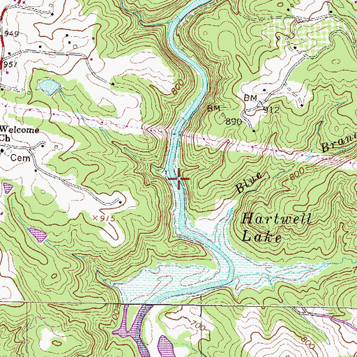 Topographic Map of Lay Bridge (historical), SC