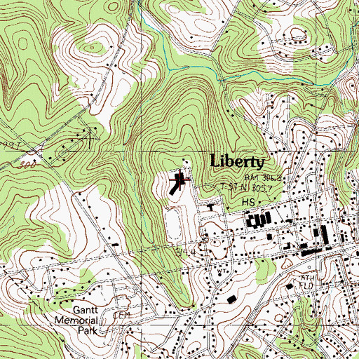 Topographic Map of Liberty Elementary School, SC