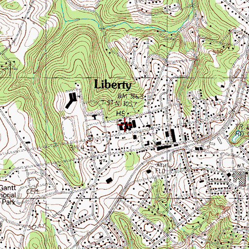 Topographic Map of Liberty Middle School, SC