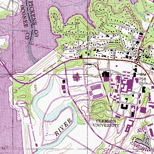 Topographic Map of Littlejohn Coliseum, SC