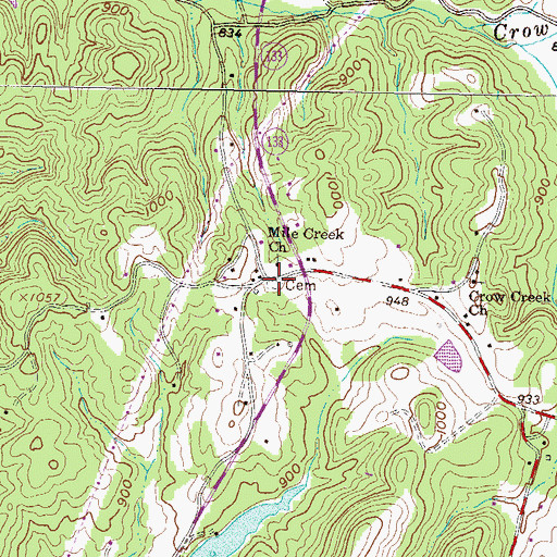Topographic Map of Mile Creek Cemetery, SC