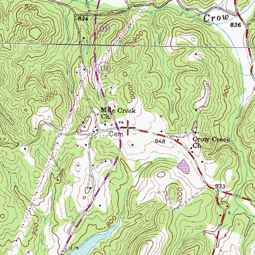 Topographic Map of Mile Creek School (historical), SC