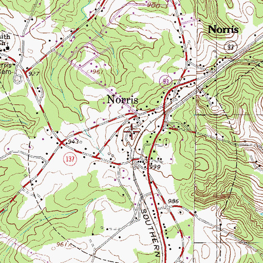 Topographic Map of Norris First Baptist Church, SC