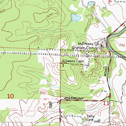 Topographic Map of Owens Cemetery, AL