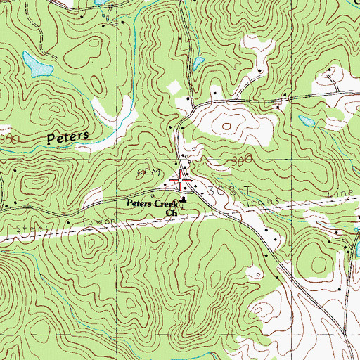 Topographic Map of Peters Creek Cemetery, SC