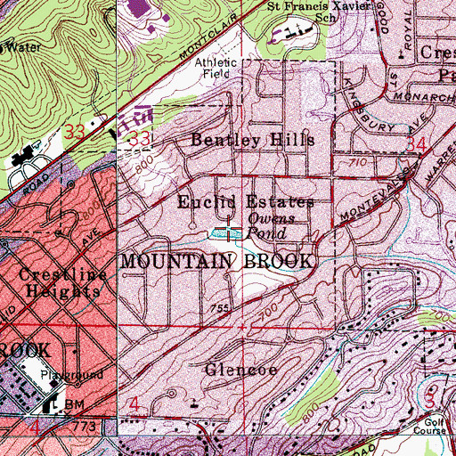 Topographic Map of Owens Pond, AL