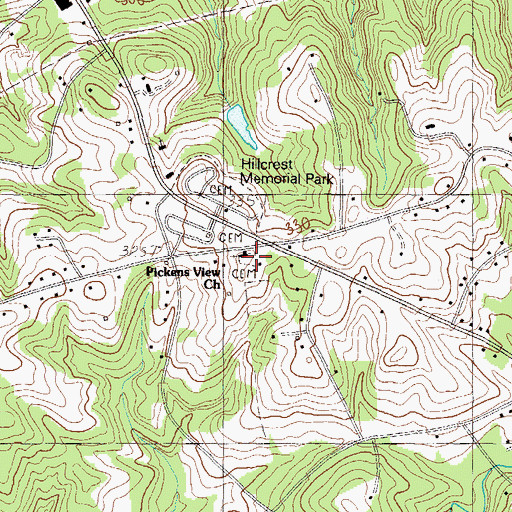 Topographic Map of Pickens View Cemetery, SC