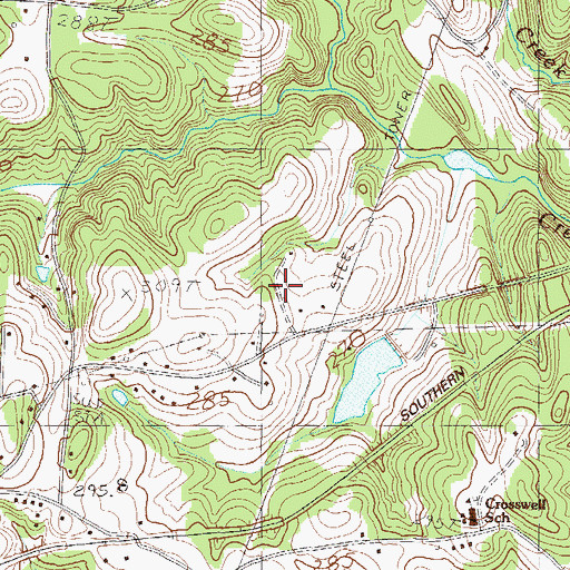Topographic Map of Shoals Creek Subdivision, SC