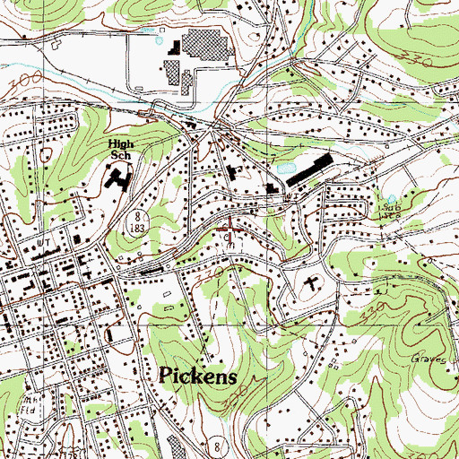 Topographic Map of Sunrise Cemetery, SC