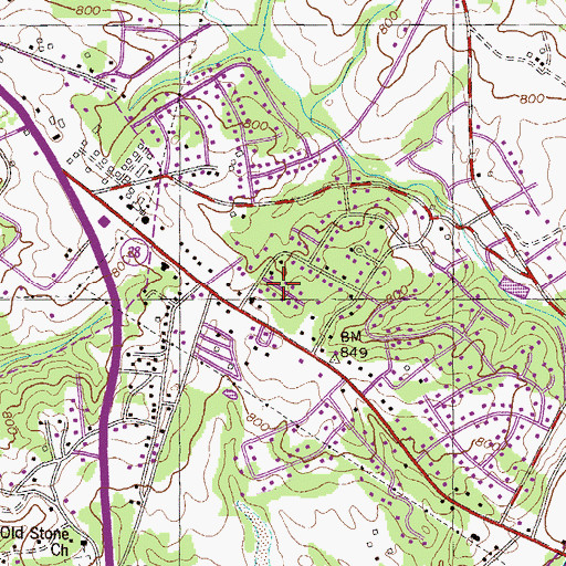 Topographic Map of Woodland Heights, SC