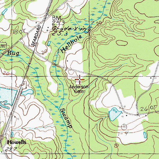 Topographic Map of Anderson Cemetery, SC