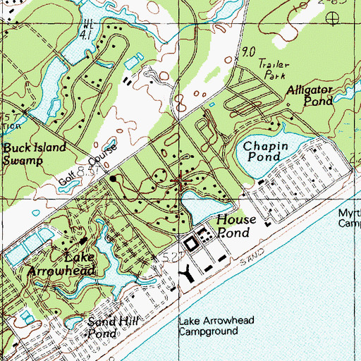 Topographic Map of Arcadian Shores, SC