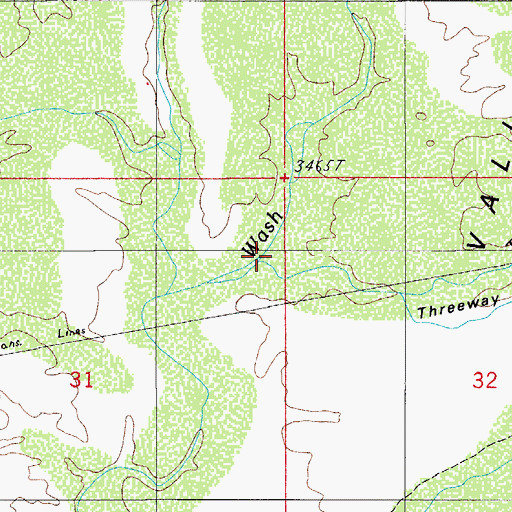 Topographic Map of Threeway Wash, AZ