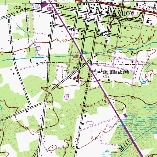 Topographic Map of Aynor High School, SC