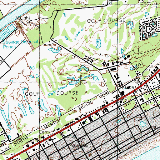 Topographic Map of Beachwood Golf Club, SC