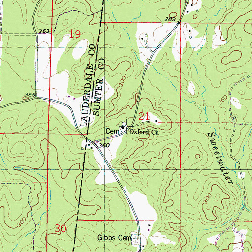 Topographic Map of Oxford Church, AL