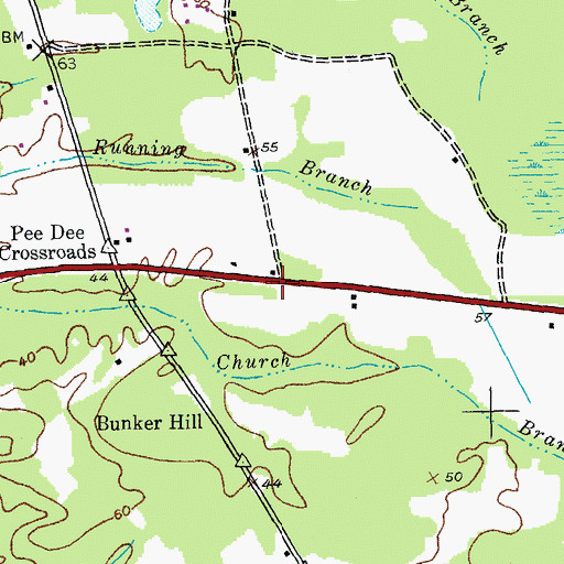 Topographic Map of Burgan (historical), SC