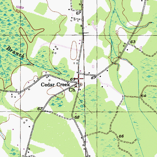 Topographic Map of Cedar Creek School (historical), SC