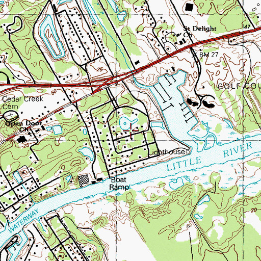 Topographic Map of Cedar Creek Village, SC