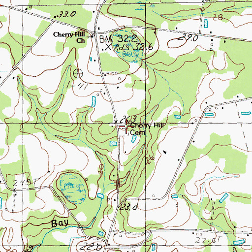Topographic Map of Cherry Hill Cemetery, SC