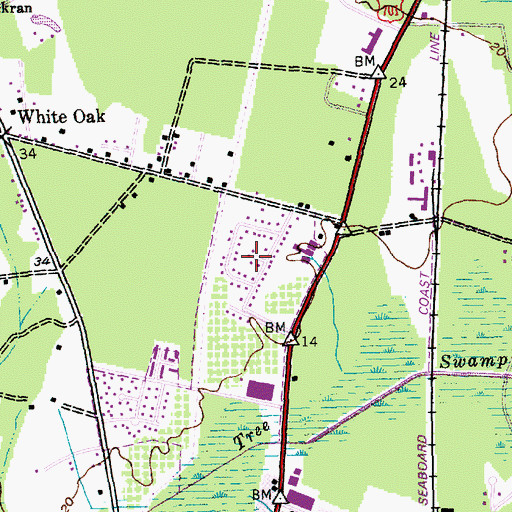 Topographic Map of Chicora, SC