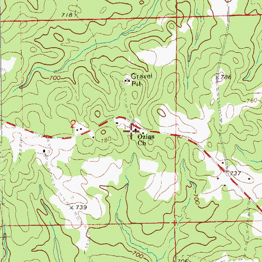 Topographic Map of Ozias Church, AL
