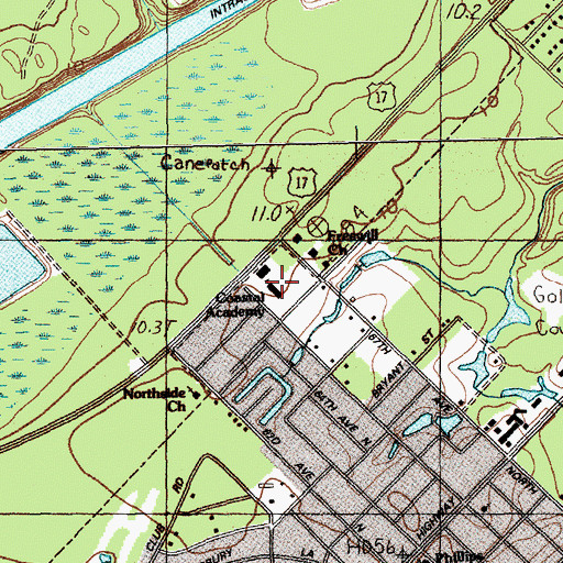 Topographic Map of Coastal Academy, SC