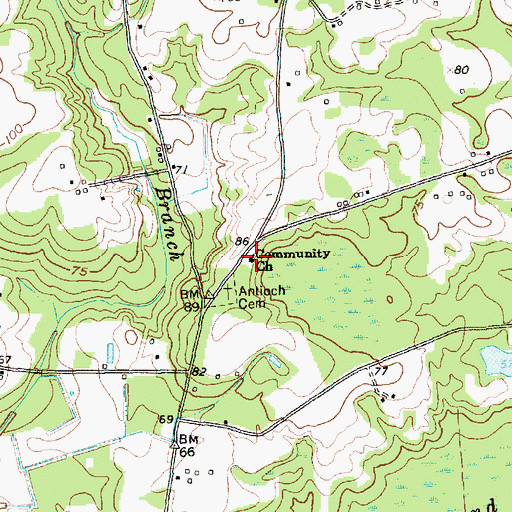 Topographic Map of Community Church, SC