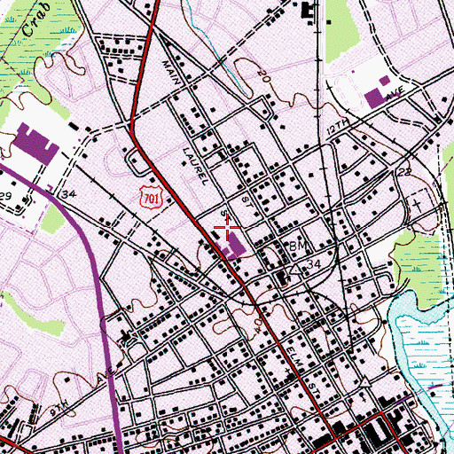 Topographic Map of Conway Middle School, SC